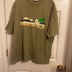 Men’s Green Mazatlan T-Shirt With Surfboard Graphics Size 2XL